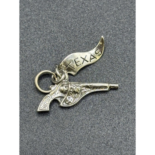 Vintage Sterling Silver Texas Pistol Revolver Charm 925 P3