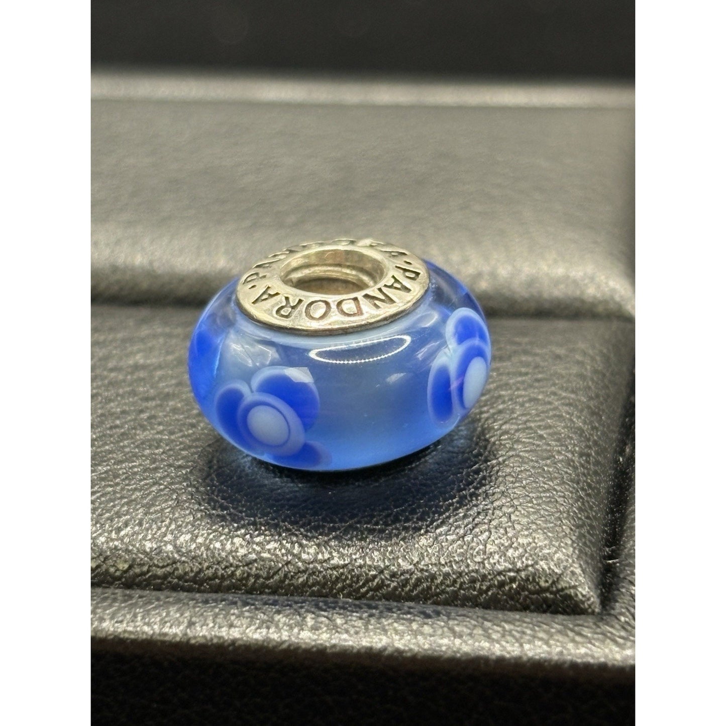 Pandora Sterling Silver Blue Flowers Murano Charm ALE W29