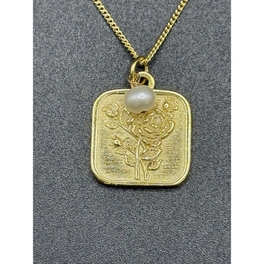 20” Gold Sterling Silver Pearl “Forever Love” Pendant Necklace 925 P3
