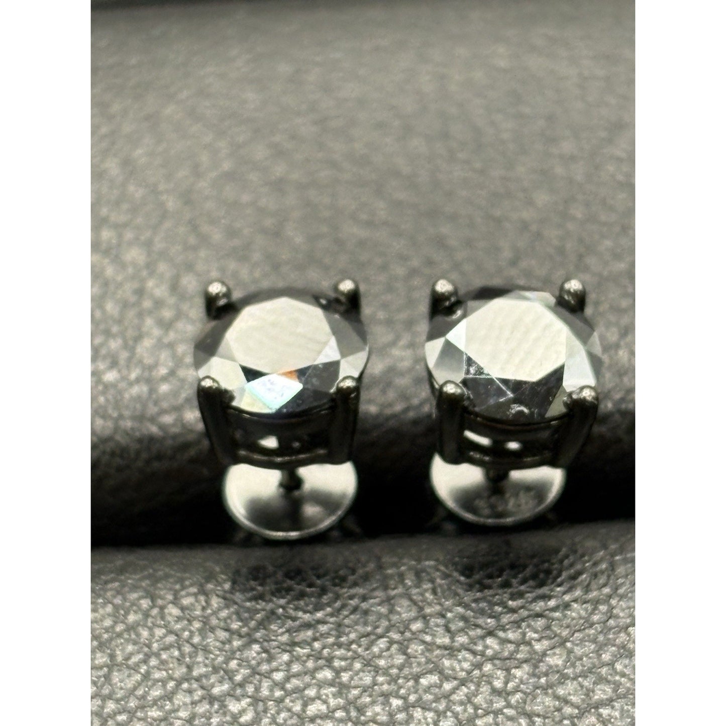 New Condition Black Moissanite Black Sterling Silver Stud Earrings GRA