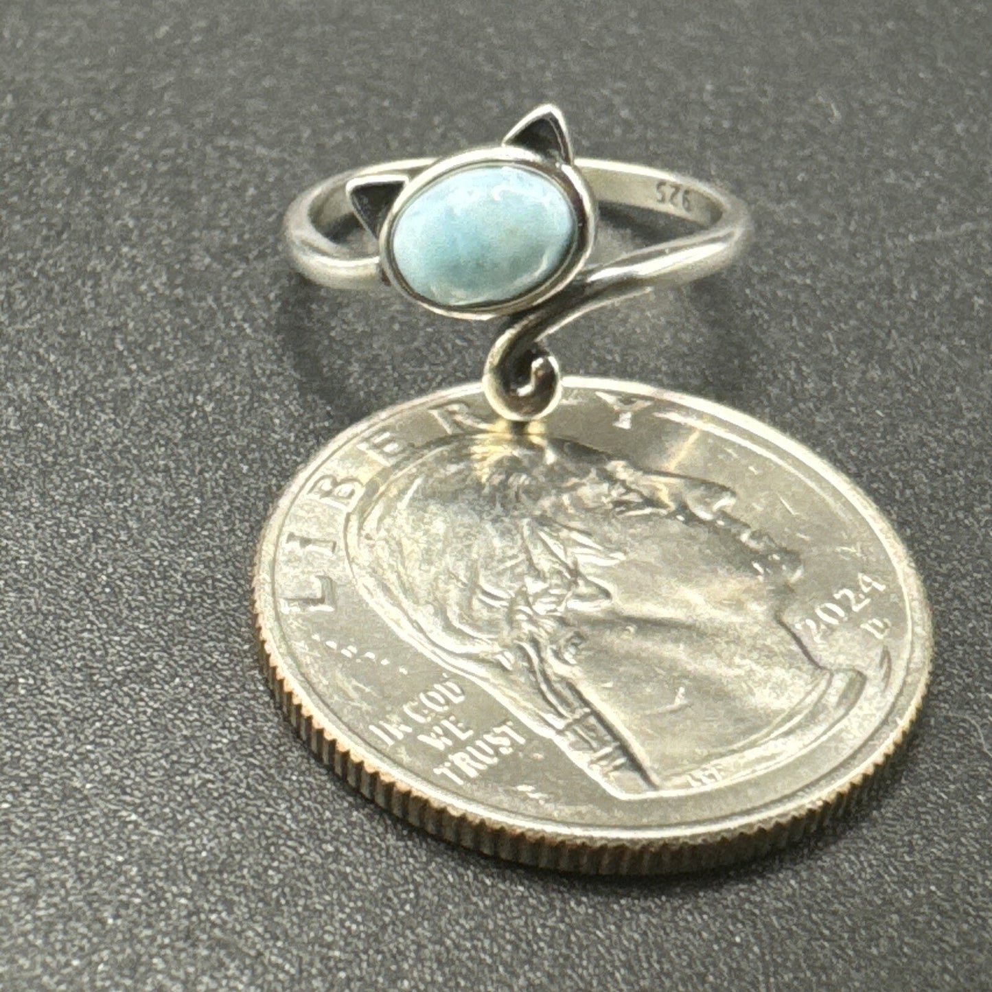 New Condition Sterling Silver Laramar Kitty Cat Ring 925 Size 7