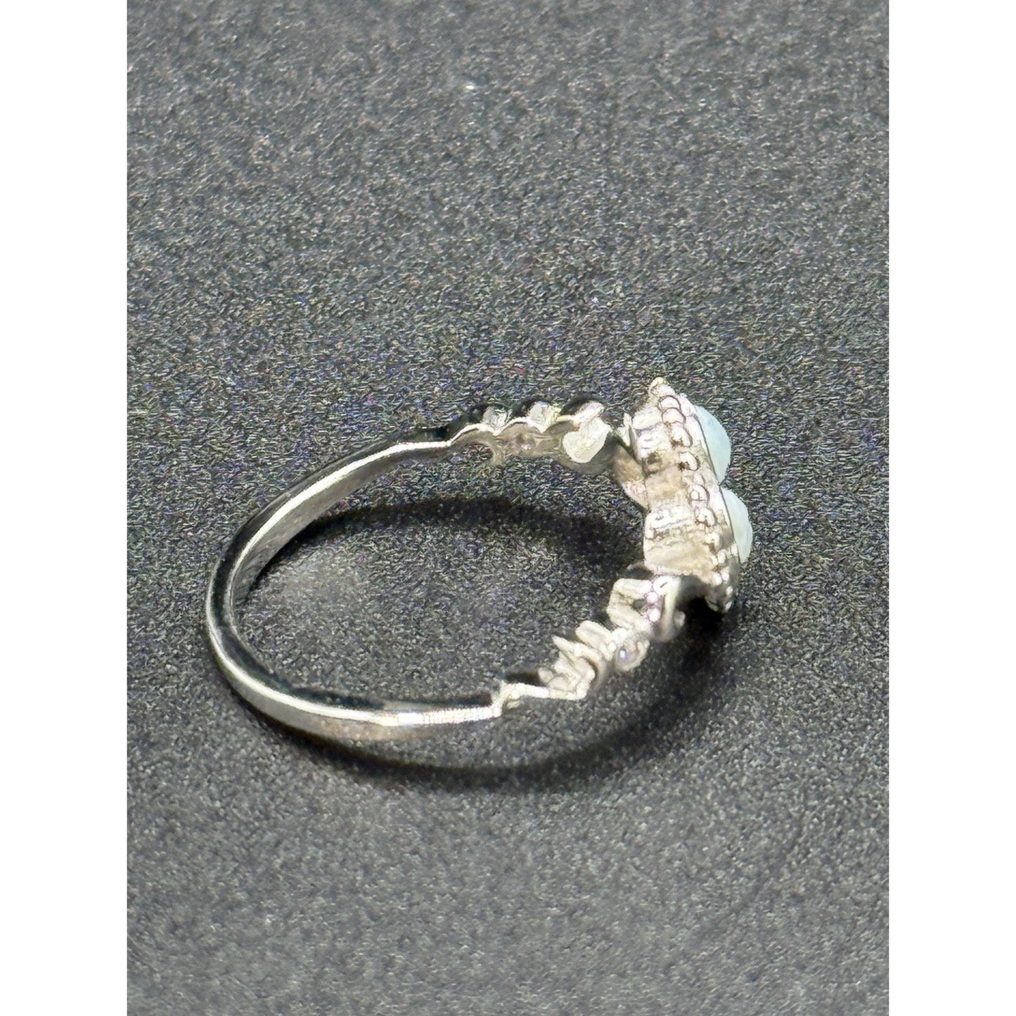 NC Sterling Silver Laramar Cubic Zirconia Ring Size 7.00 Four Leaf Clover