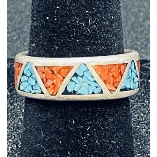 Carolyn Pollack Sterling Silver Turquoise Inlay Ring Size 6.00 K13
