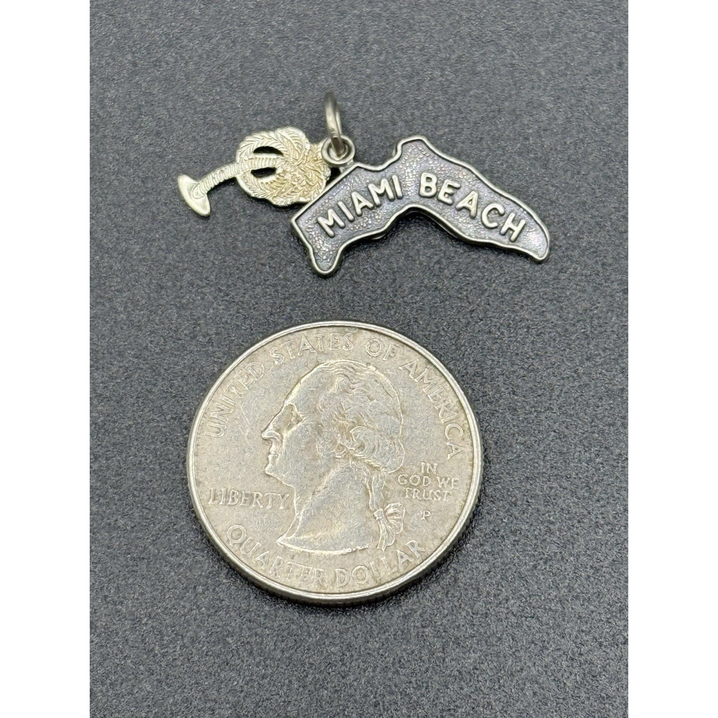 Vintage Sterling Silver Miami Beach Florida Palm Tree Charm P19