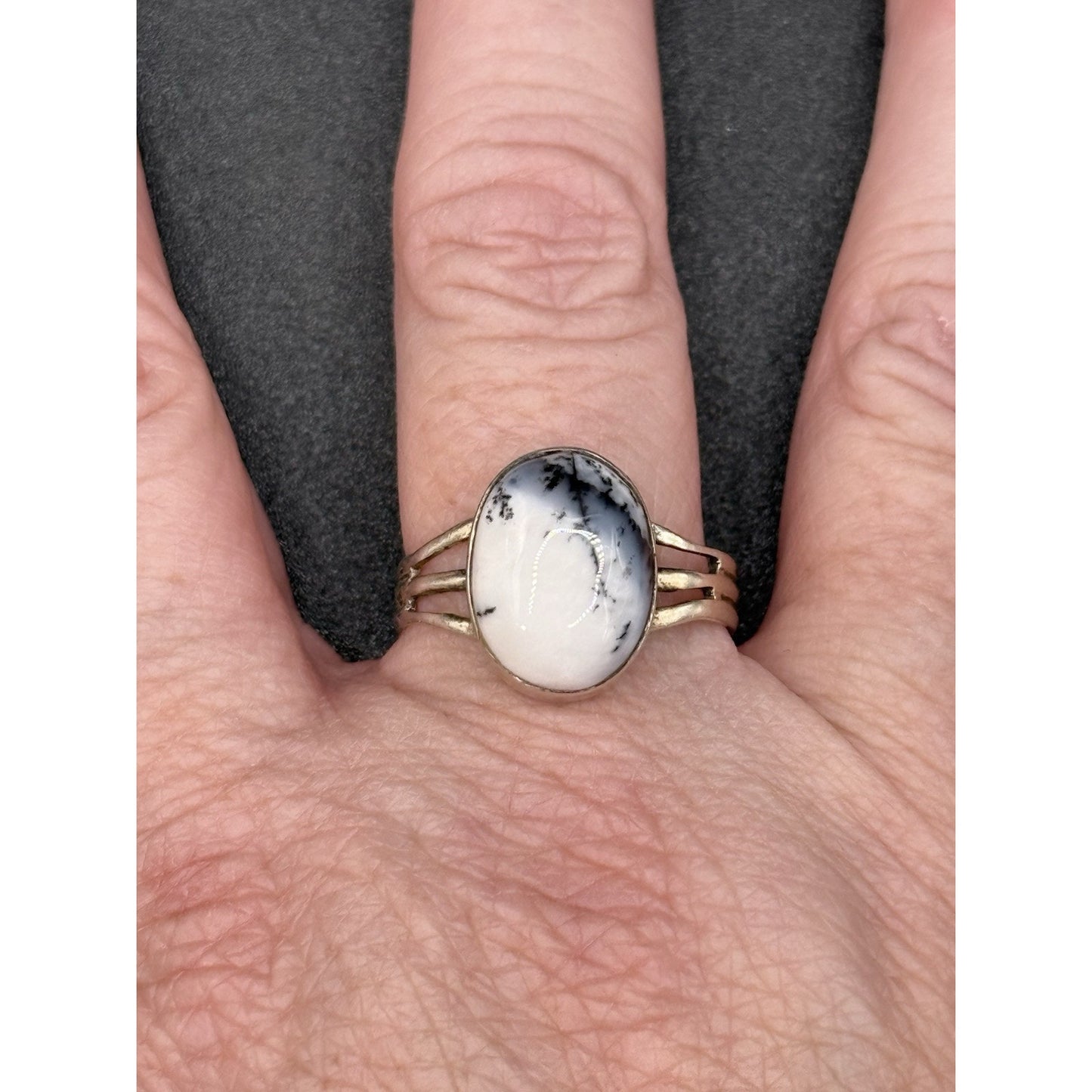 Vintage Sterling Silver Dendrite Opal Ring Size 11.50 P5