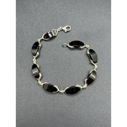 7.5” Sterling Silver Red Amber Bracelet Lobster 925 Q23