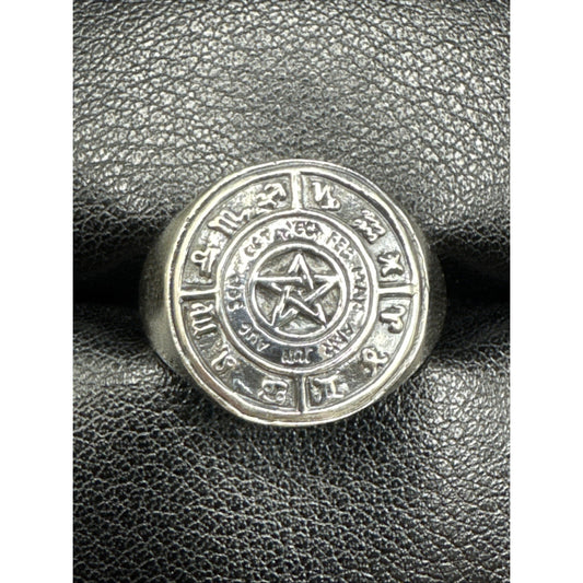 New Condition Sterling Silver Zodiac Calendar Ring 925 Size 10