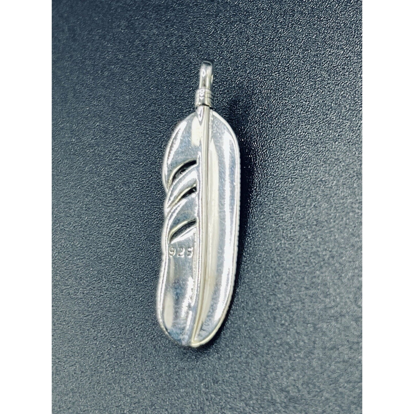 New Condition Sterling Silver Coral Turquoise Feather Pendant 925