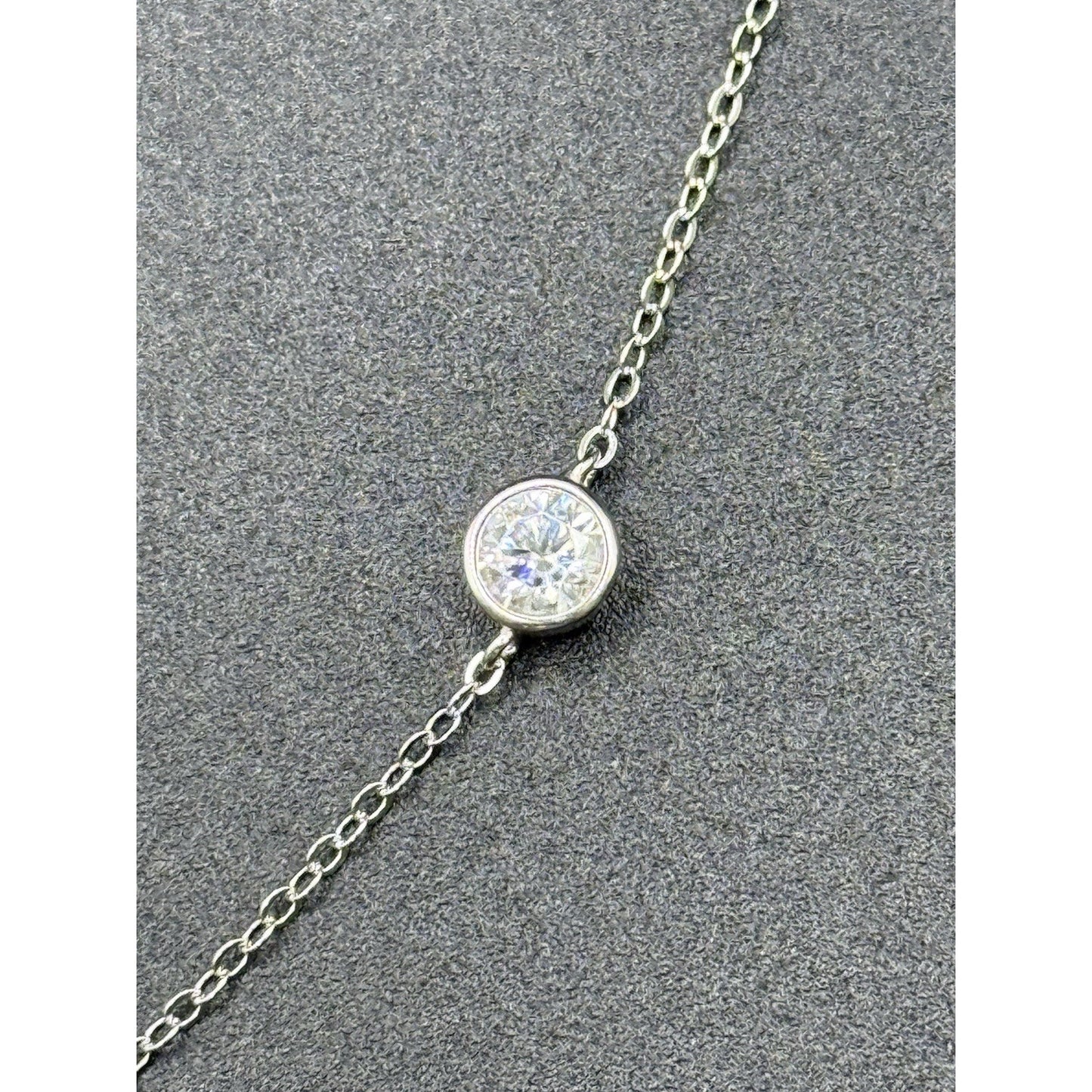 New Condition 18” Sterling Silver Moissanite Station Necklace GRA