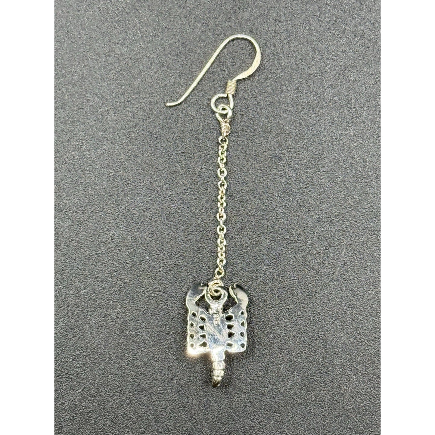 New Condition Sterling Silver Genuine Onyx Scorpion Dangle Earrings