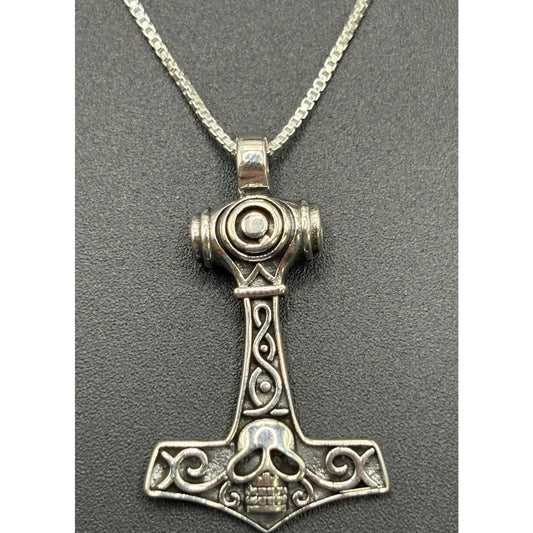 New Condition 20" Sterling Silver Anchor & Skull Pendant Necklace