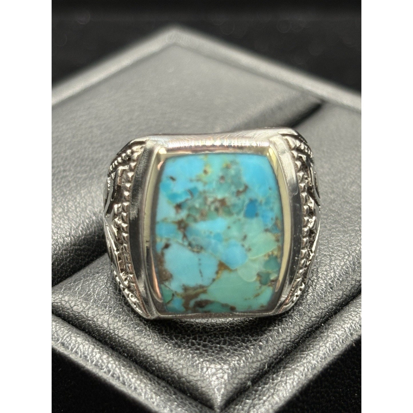 New Condition Sterling Silver Turquoise Ring Turkish Design Size 9