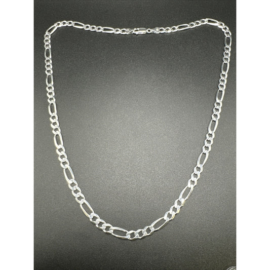 New Condition 22" Sterling Silver Figaro Curb Link Chain Necklace 6mm 23g 925