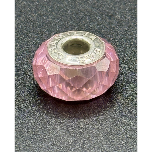 Camilla Sterling Silver Pink Glass Faceted Charm P11