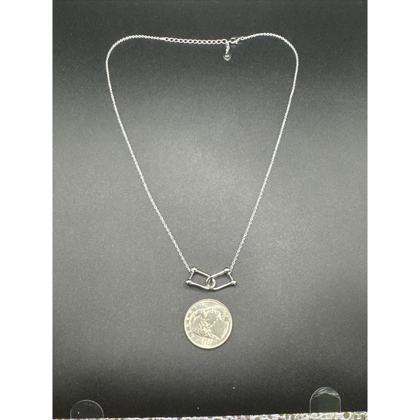 18” New Condition Sterling Silver Horse Stirrup Necklace 925