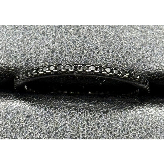 Black Oxidized Sterling Silver Black Cubic Zirconia Ring Size 9.00 N13
