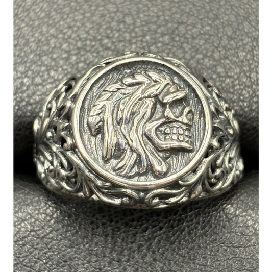 New Condition Sterling Silver Indian Skull Ring Size 10 925