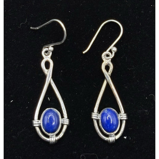 New Condition Sterling Silver Lapis Lazuli Dangle Earrings