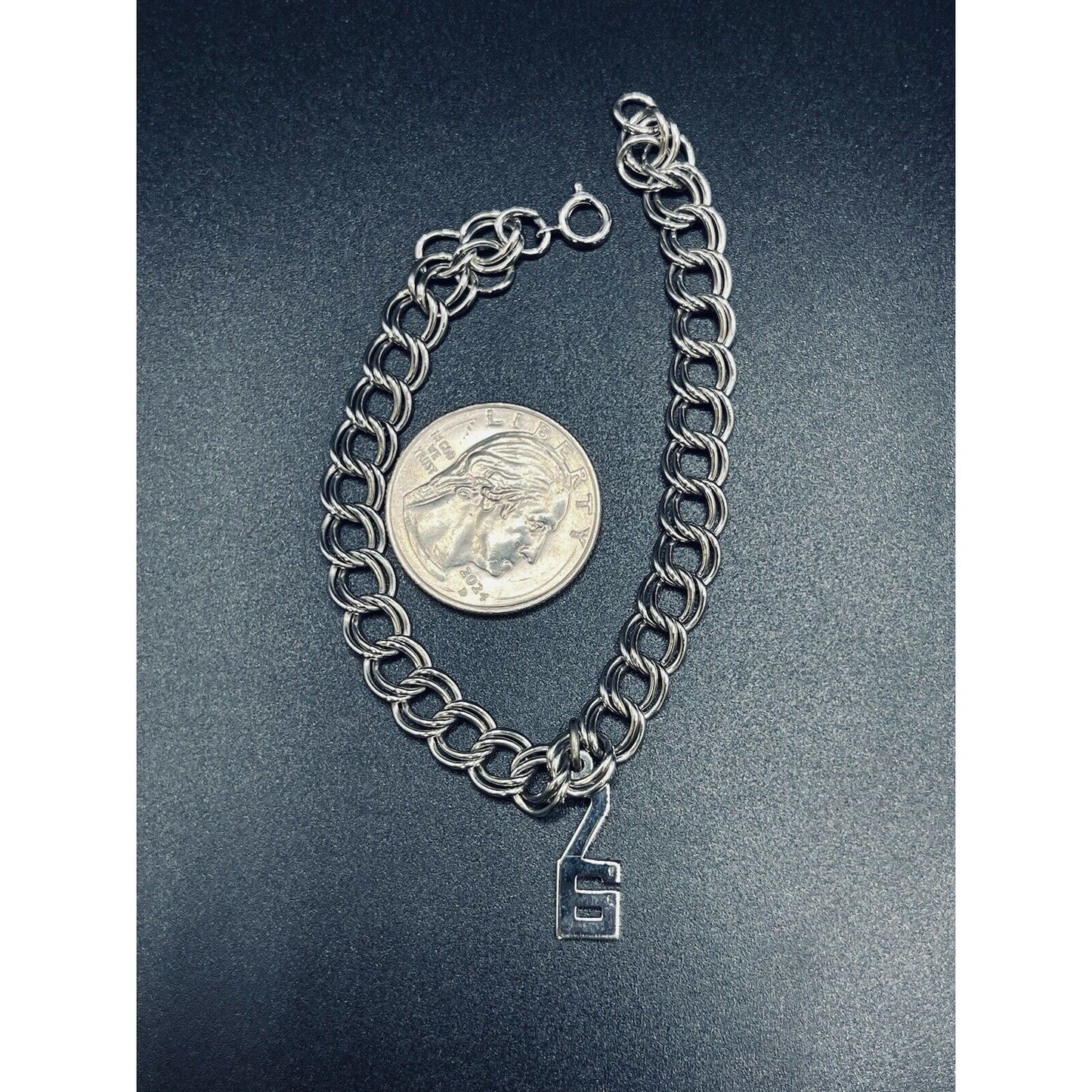 Vintage 7” Sterling Silver Charm Bracelet From 76 1976 Charm 10 Grams L19