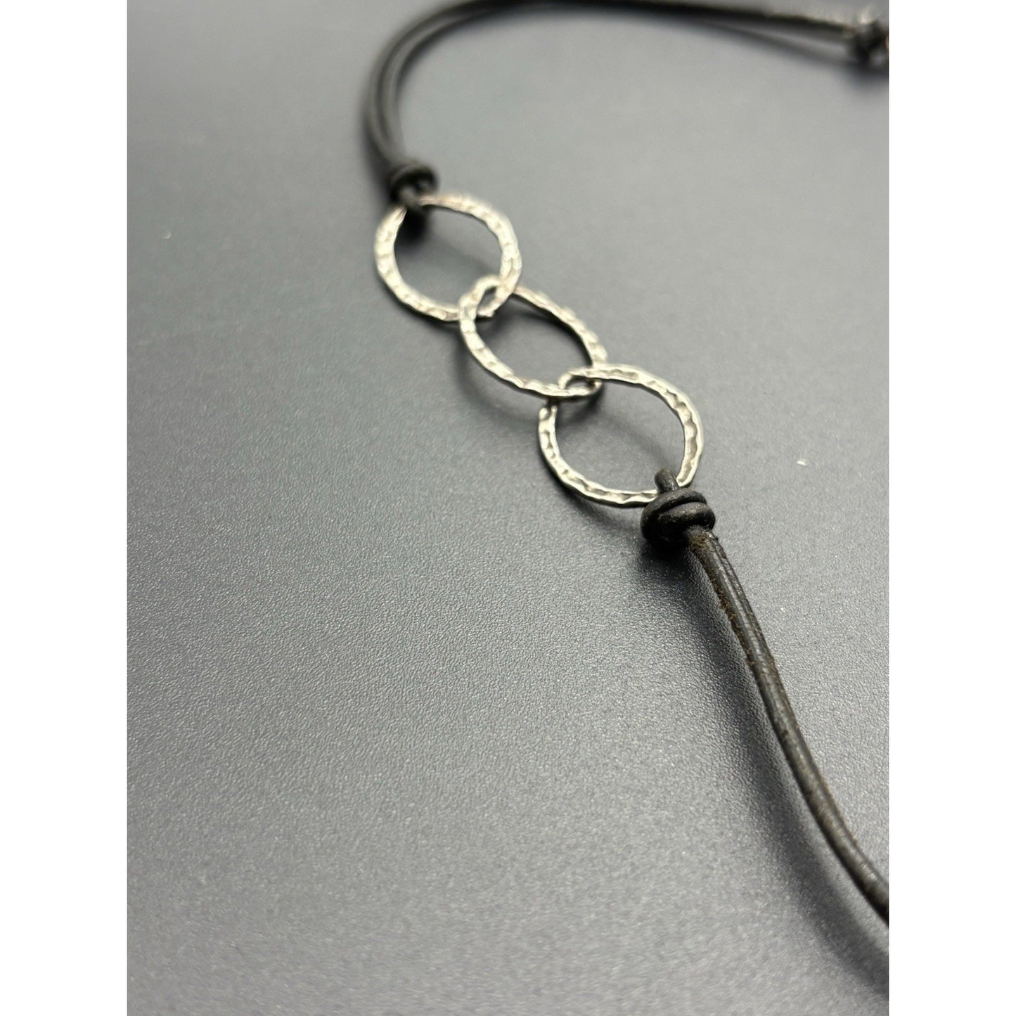 Silpada 18" Sterling Silver Leather Cord Hammered Texture W19