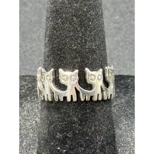 New Condition Sterling Silver Cats Band Ring Size 5.50 925