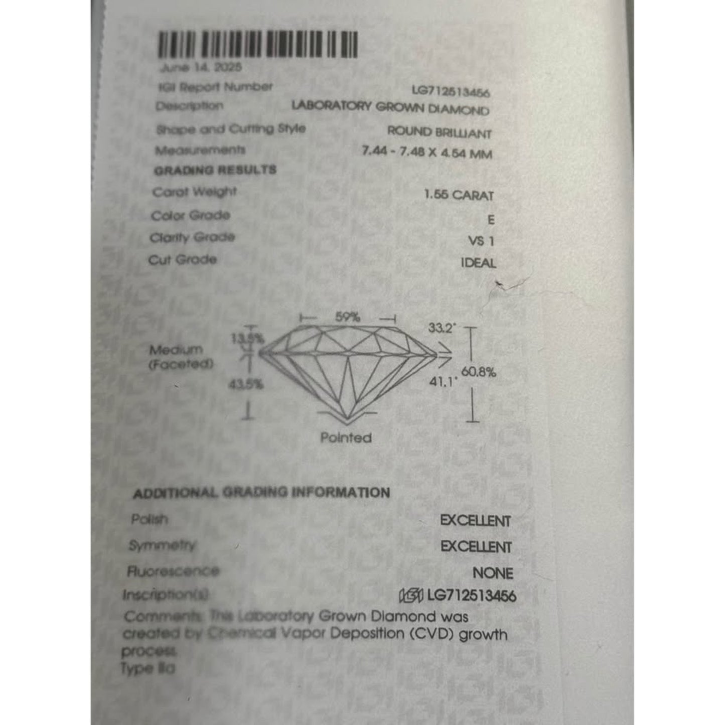 Brand New 14k White Gold 3.10 Total Weight Lab Grown Stud Earrings E Color VS1 Clarity IGI