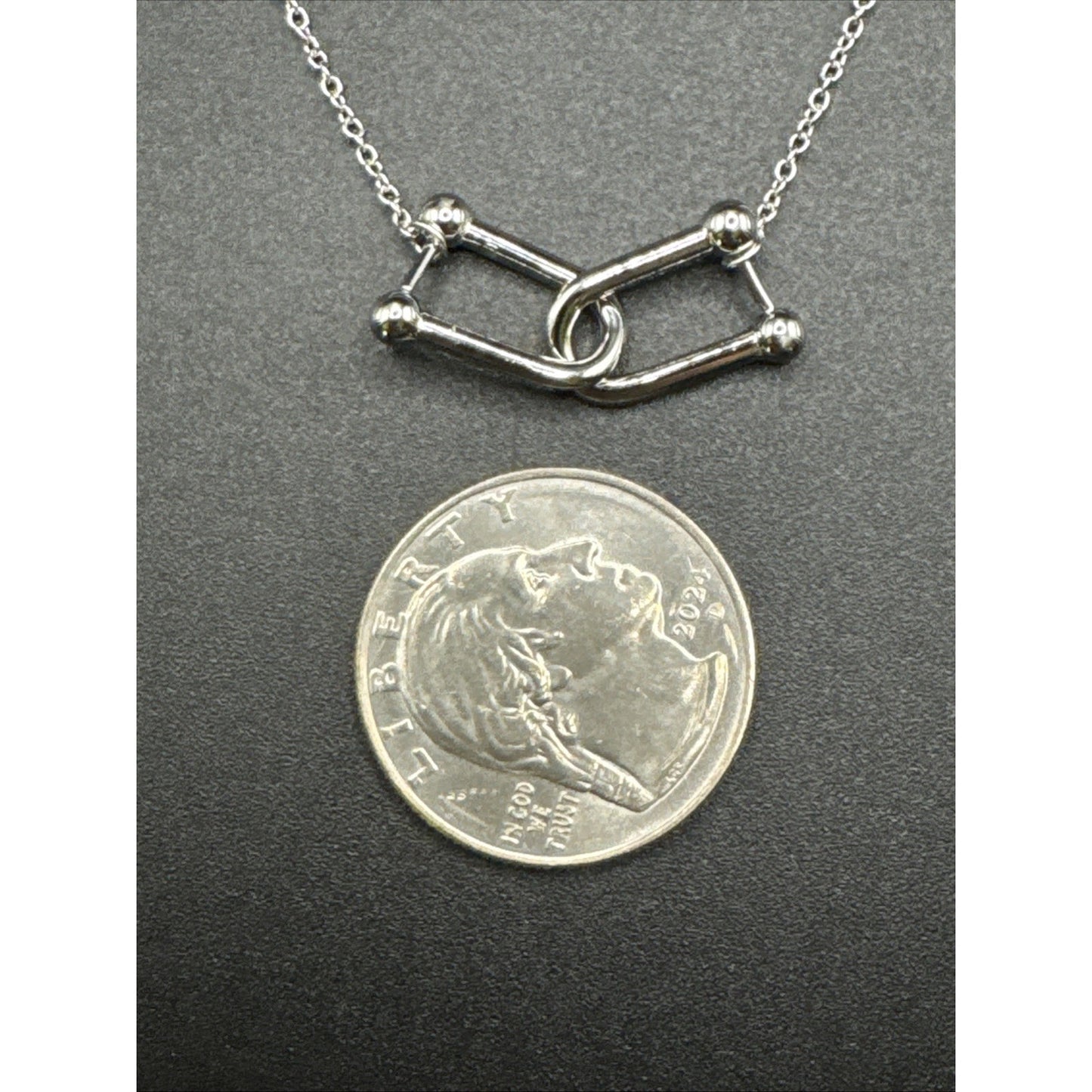 18” New Condition Sterling Silver Horse Stirrup Necklace 925