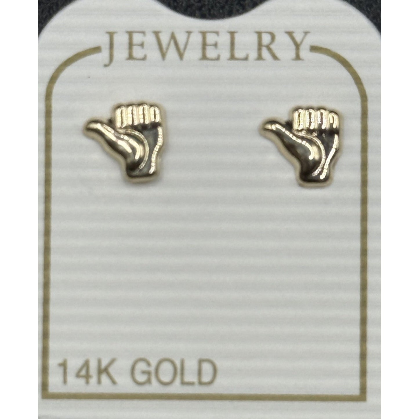 New Condition 14k Gold Thumbs Up Dainty Stud Earrings