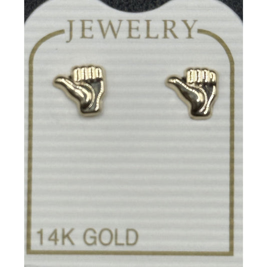 New Condition 14k Gold Thumbs Up Dainty Stud Earrings