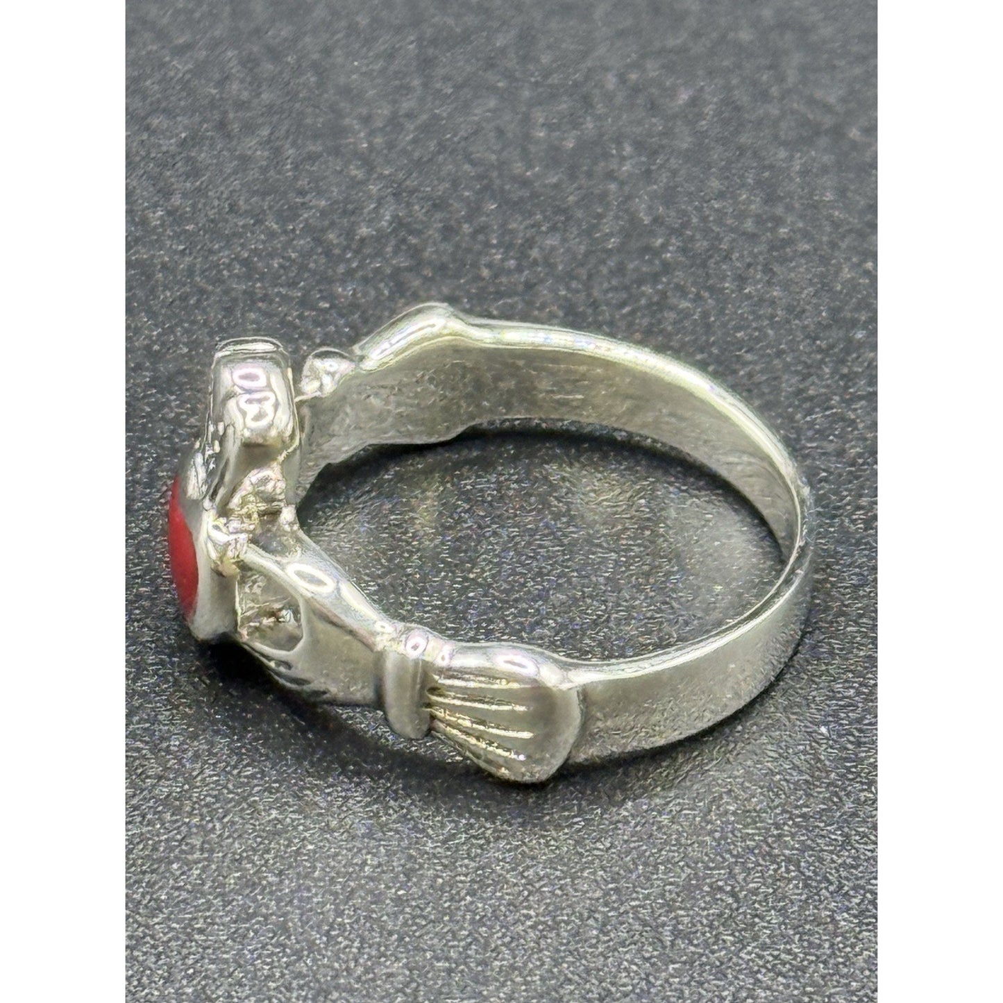 New Condition Sterling Silver Jasper Chaddaugh Ring Size 7.00