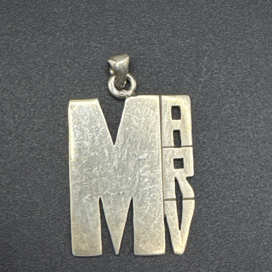 Vintage Sterling Silver MARV Custom Pendant 925 Q28