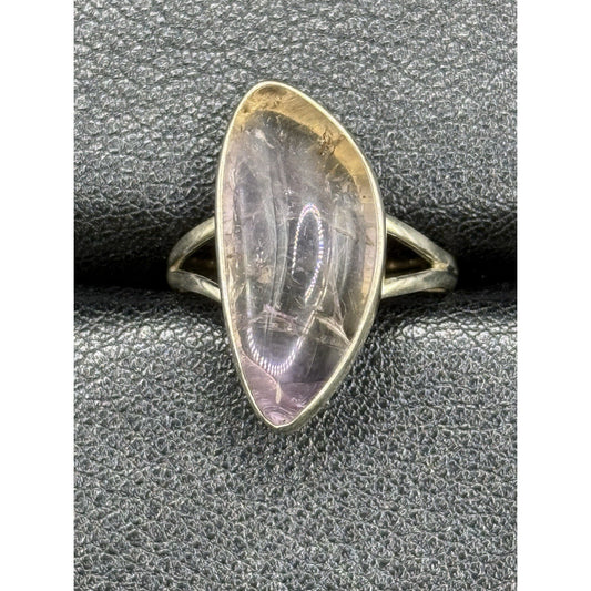 EUC Sterling Silver Genuine Amethyst Asymmmetrical Ring Size 8.00 925 Q21