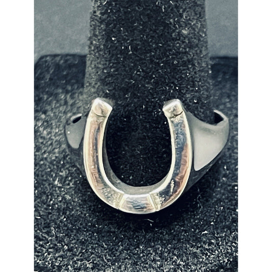 New Condition Sterling Silver Horse Shoe Good Luck Ring Size 9.5