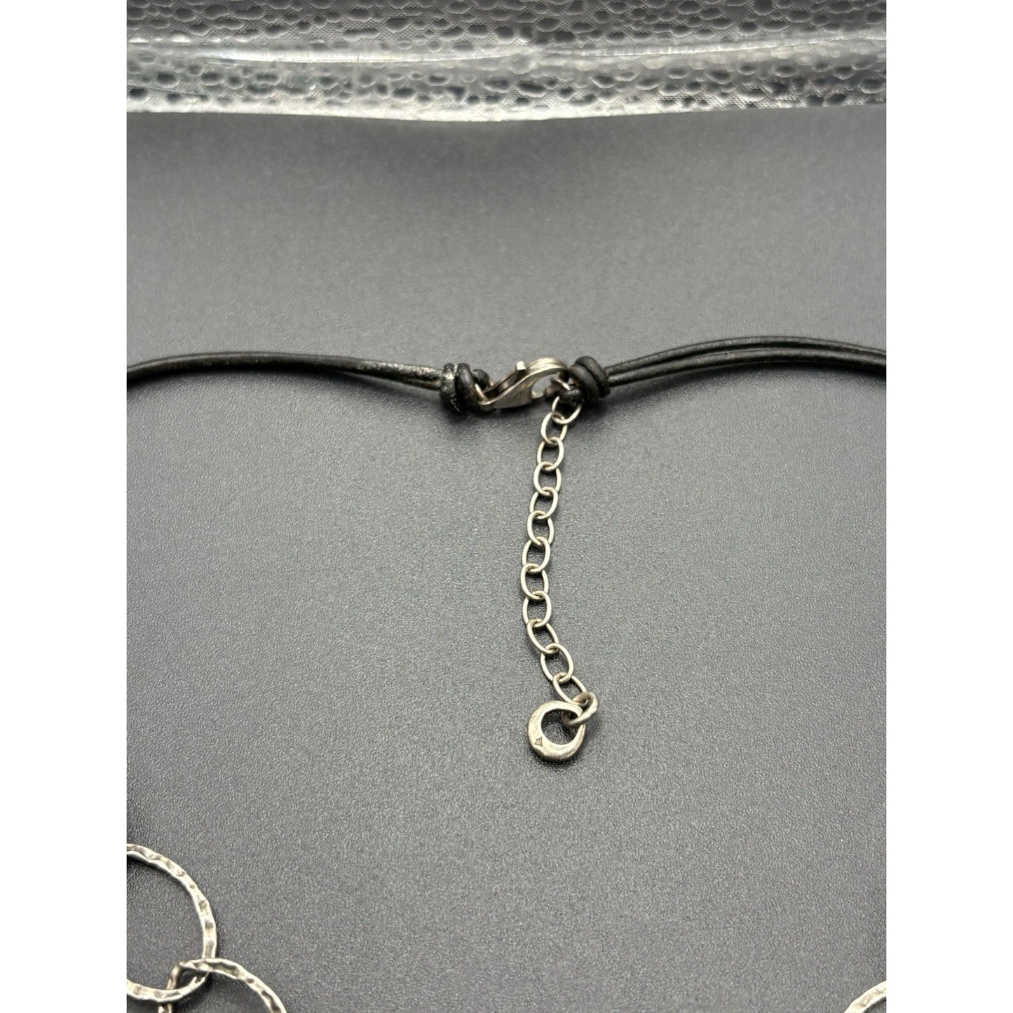 Silpada 18" Sterling Silver Leather Cord Hammered Texture W19