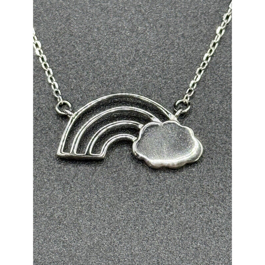 18” New Condition Sterling Silver Rainbow Pendant Necklace