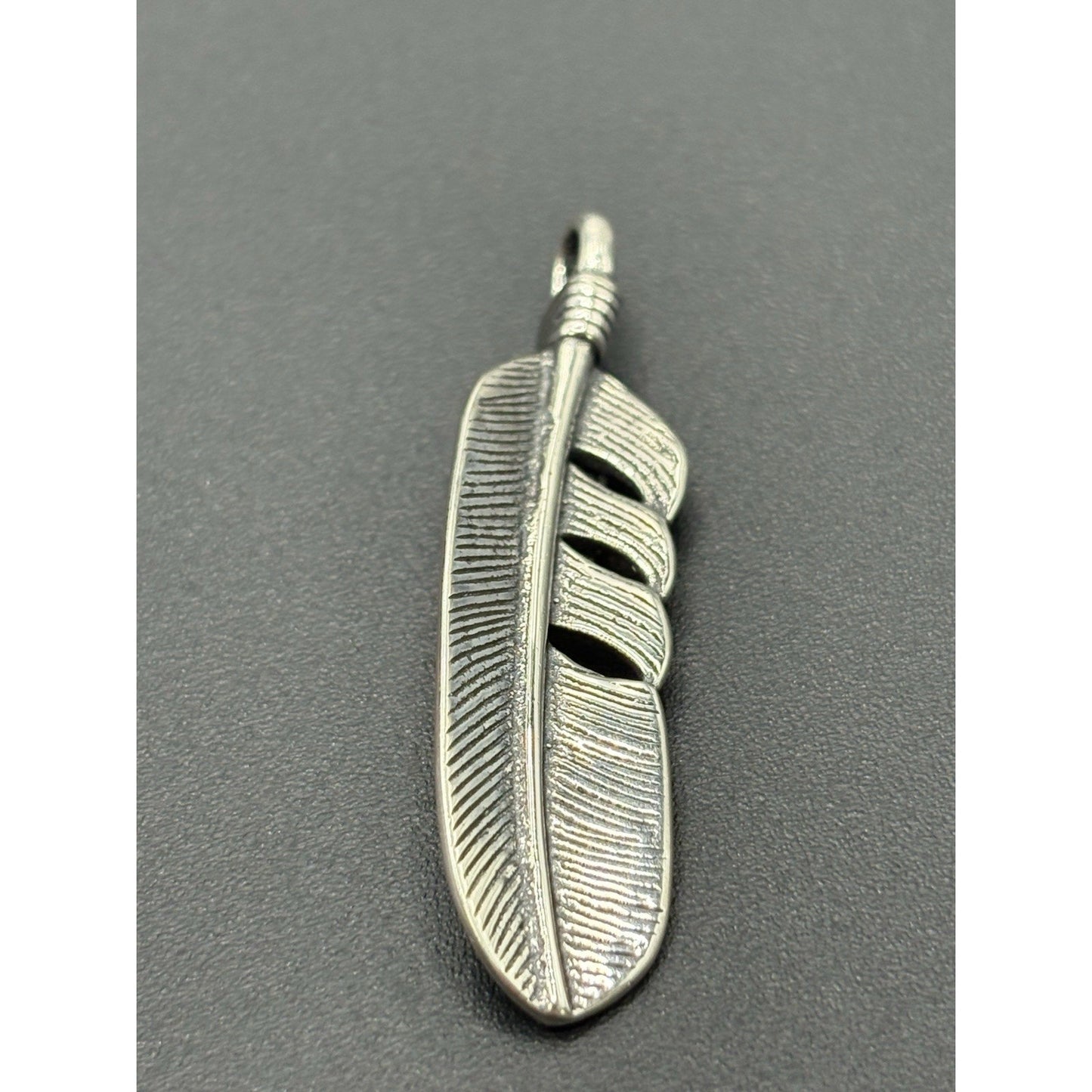 New Condition Sterling Silver Lab Blue Opal Feather Pendant 925 Free Shipping