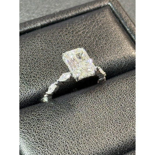Brand New 14k White  Gold 3.05 Radiant Lab Grown Diamond Ring E Color VS1 Clarity IGI