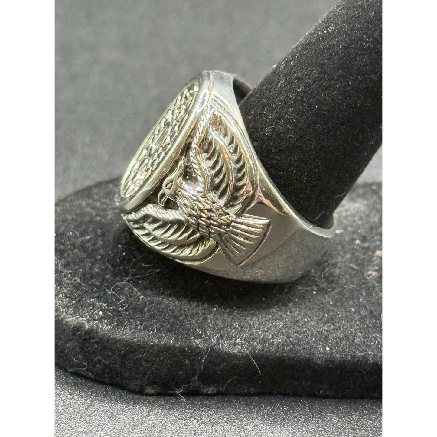 New Condition Sterling Silver Heavy Scorpion Eagle Gents Ring Size 10.00