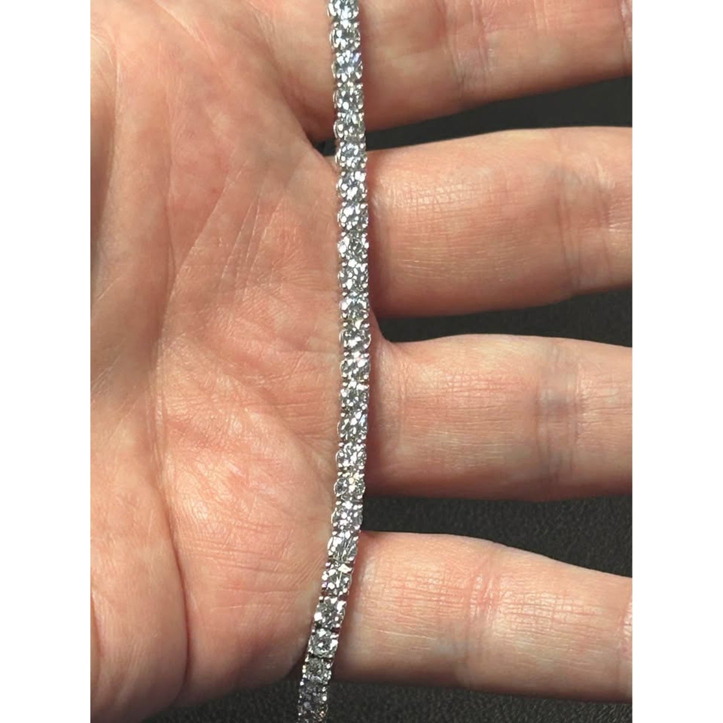 14k White Gold 8.00 Carat Lab Grown Diamond tennis bracelet F color VS clarity