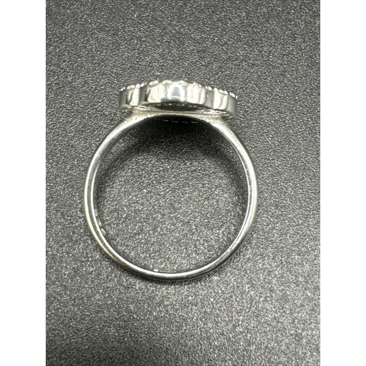 New Condition Sterling Silver Lab Blue Opal Clover CZ Ring 925 Size 7