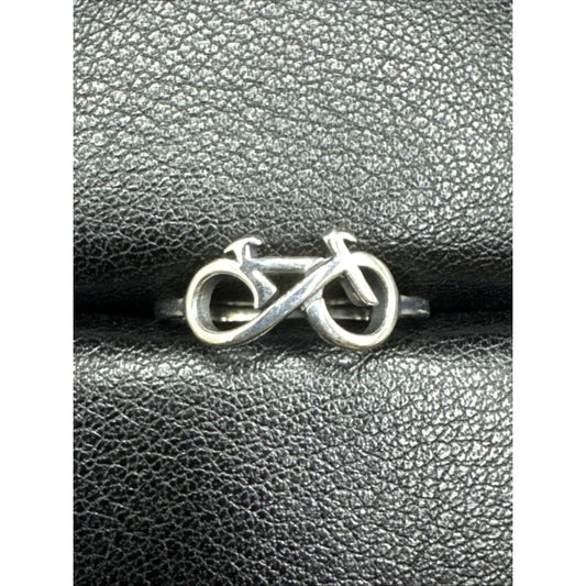 New Condition Sterling Silver Bicycle Infinity Ring 925 Size 7