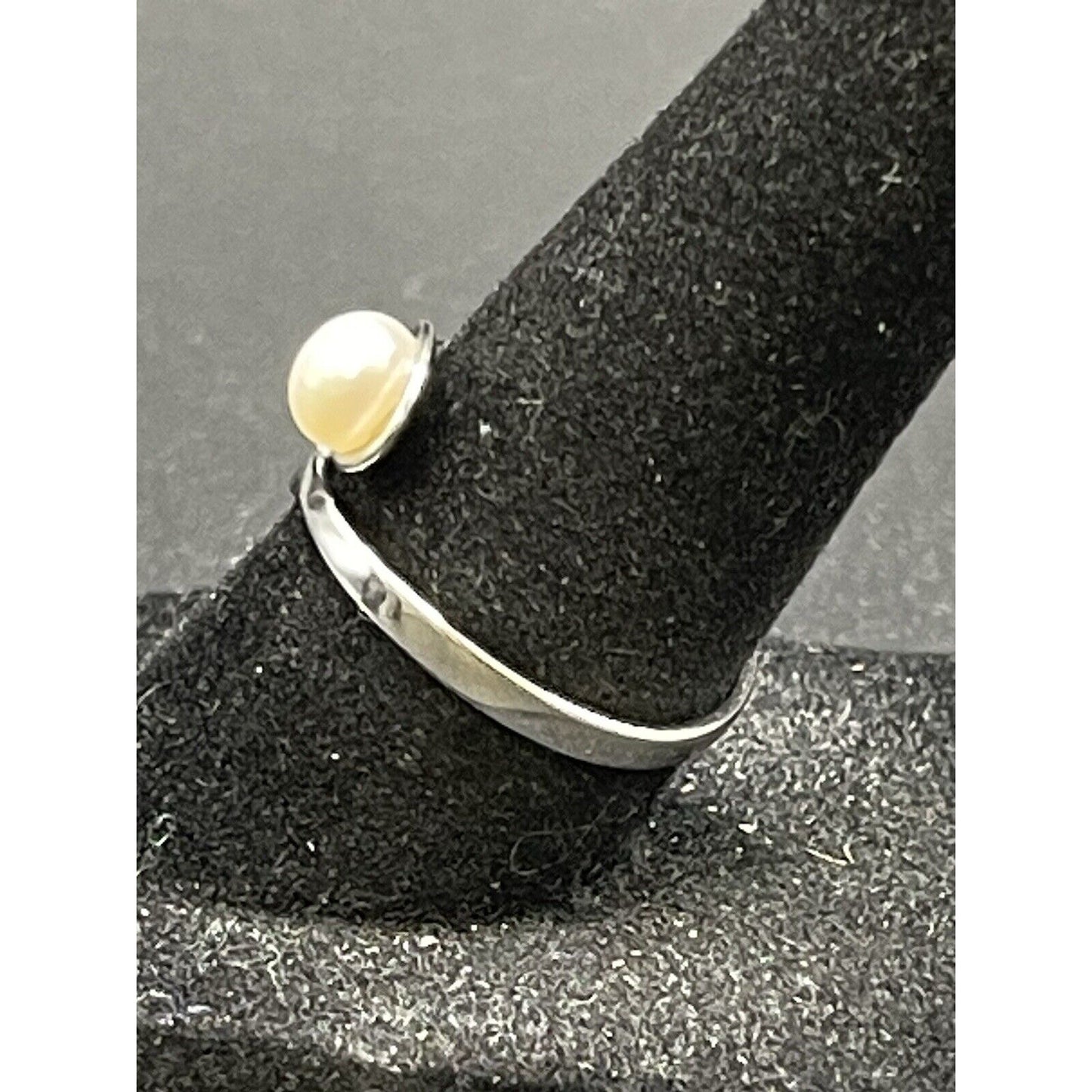 New Condition Sterling Silver Genuine Pearl Fork Spoon Ring Size 7.00