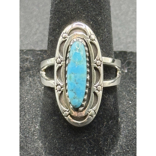 New Condition Sterling Silver Turquoise Sun Moon Ring Size 6.50