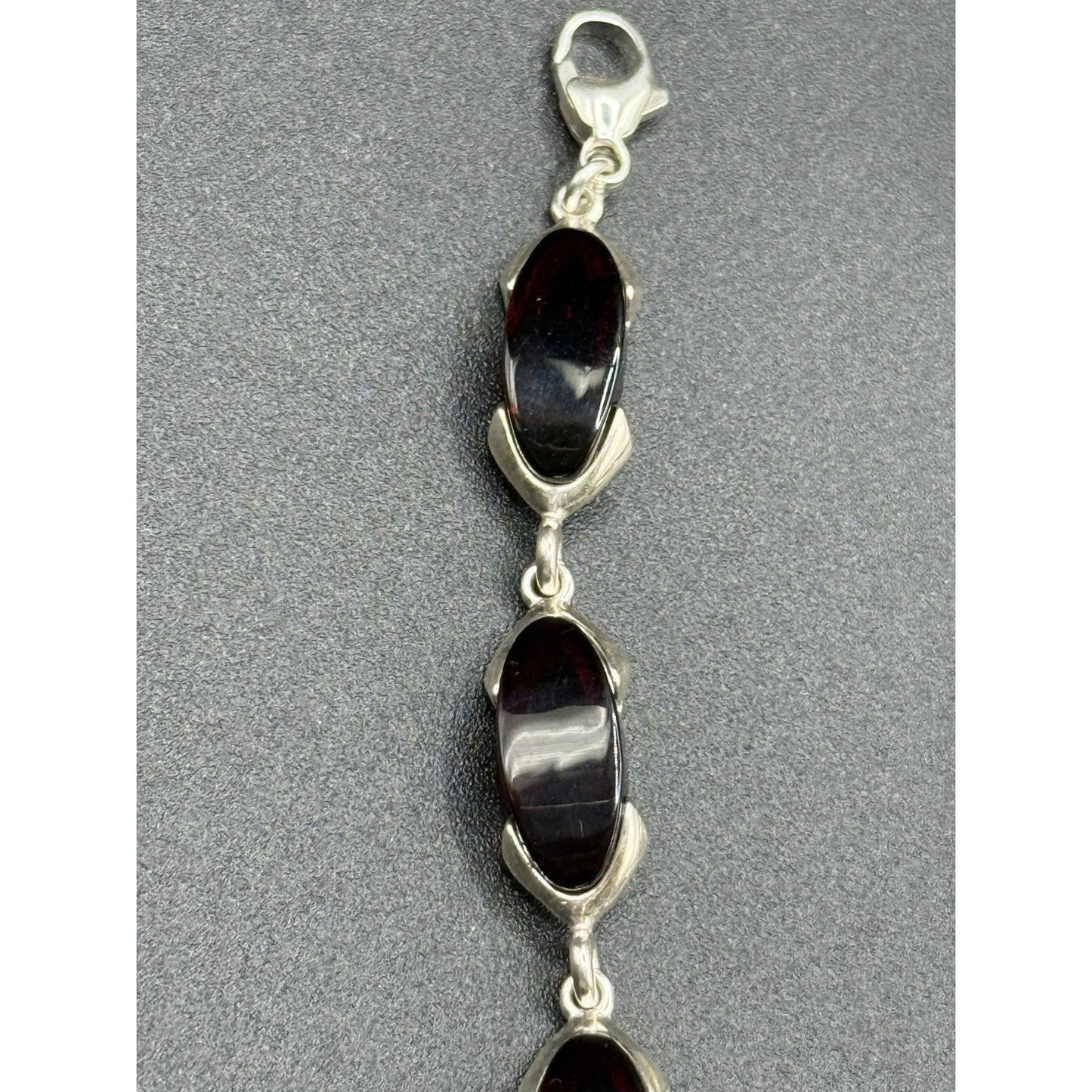 7.5” Sterling Silver Red Amber Bracelet Lobster 925 Q23