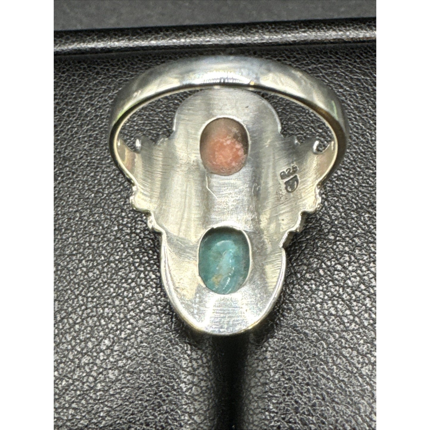 New Condition Sterling Silver Turquoise Coral Ring 925 Size 9.75