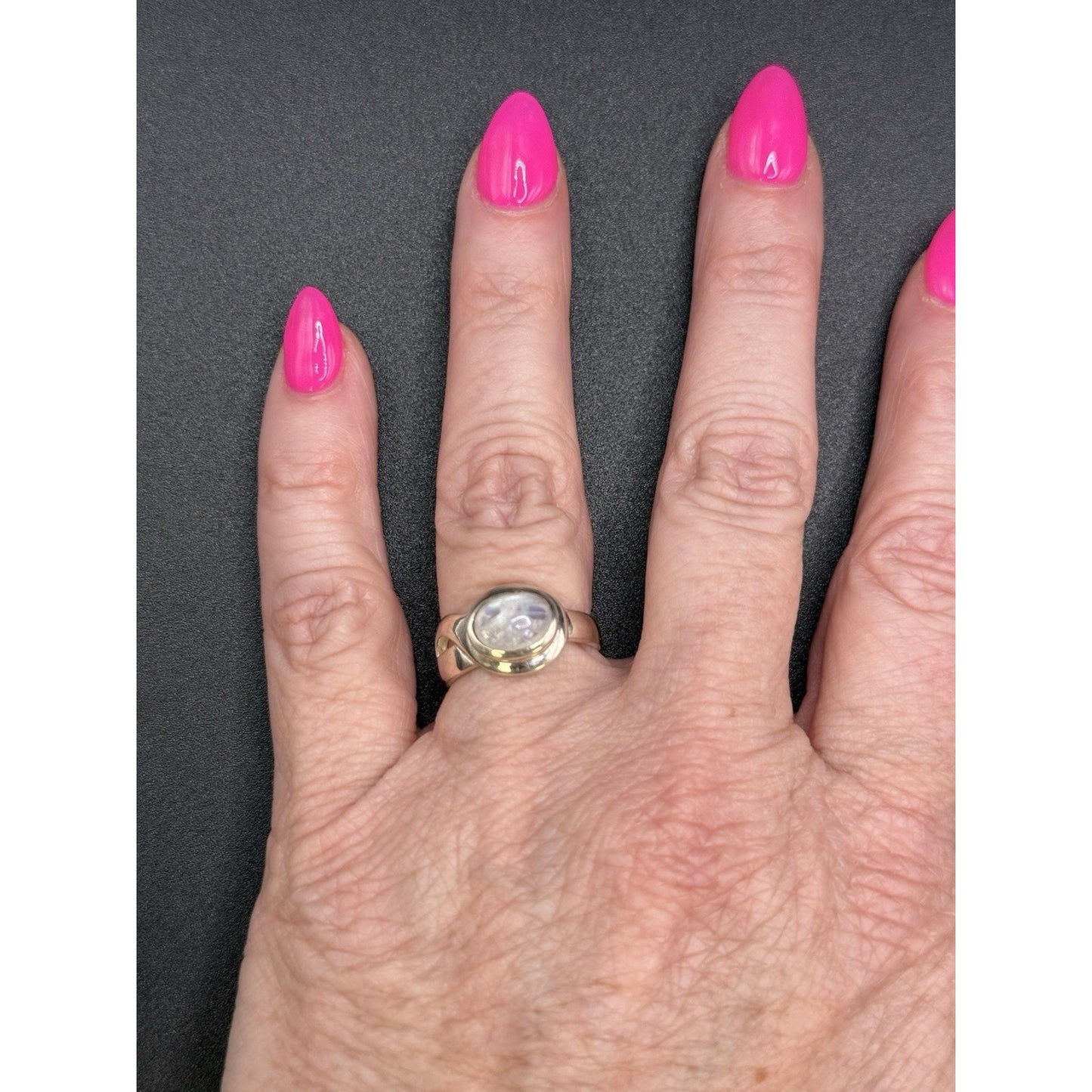 New Condition Sterling Silver Moonstone Ring Size 7.00 925