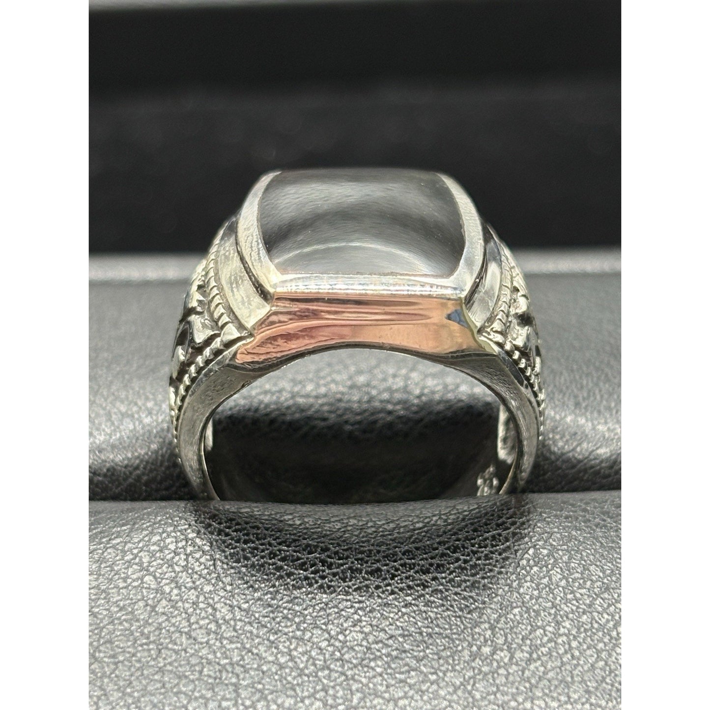 New Condition Sterling Silver Turkish Onyx Signet Ring Size 10