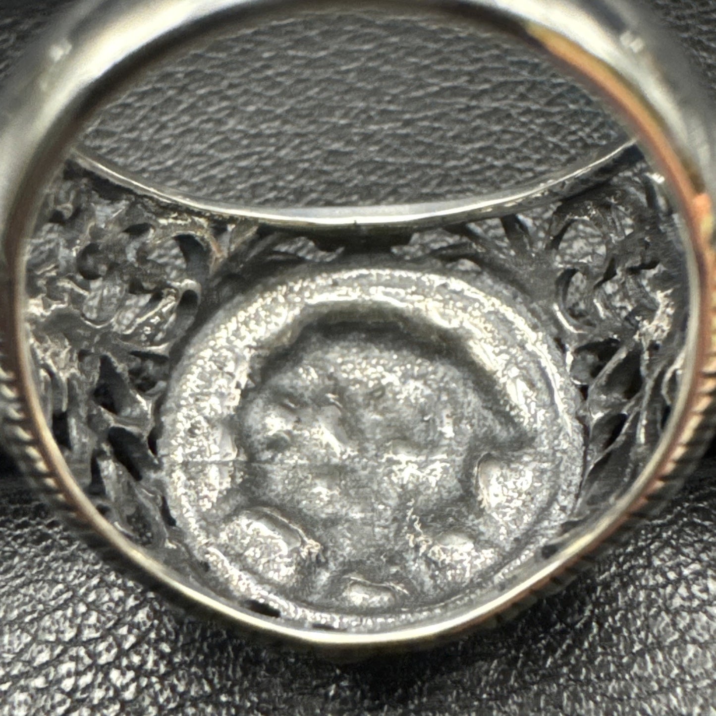 New Condition Sterling Silver Chieftain Skull Signet Ring Size 7