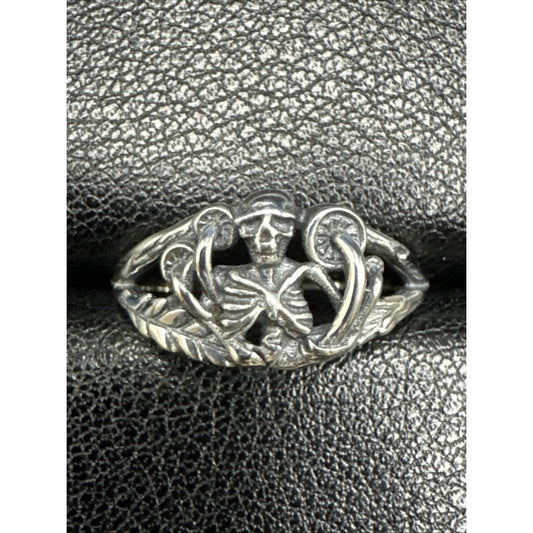 New Condition Sterling Silver Mushroom Skeleton Ring 925 Size 7