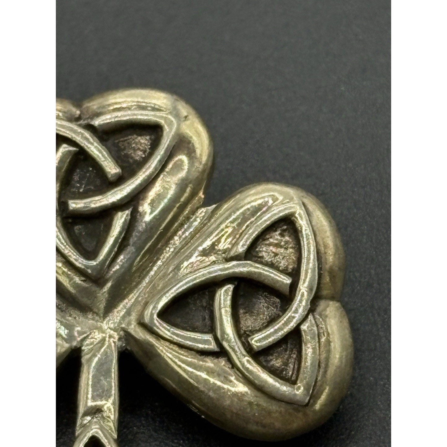 Celtic Sterling Silver 3 Leaf Clover Brooch Pendant Thailand W18